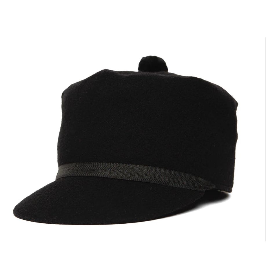 CROWNCAP Wool Blend Melton Stockman Cap Black w/ Inner 3/4 earband 1-140