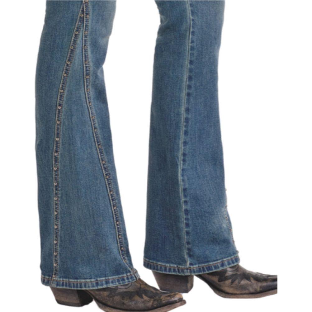 * Rock & Roll Ladies Jean, Studded, Med Vintage, High Rise, Boot Cut BW4HD06390