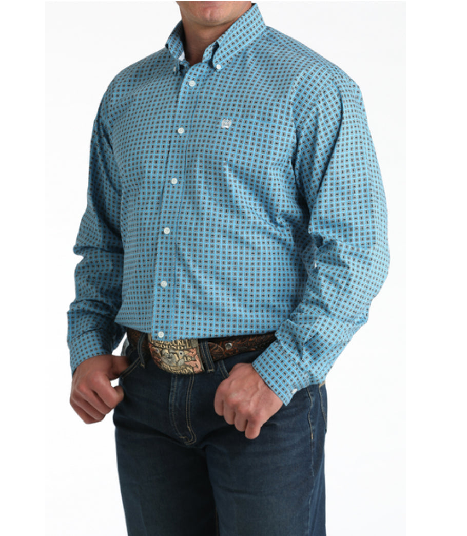Cinch Men’s Button Down Western Shirt, Blue, MTW1106008