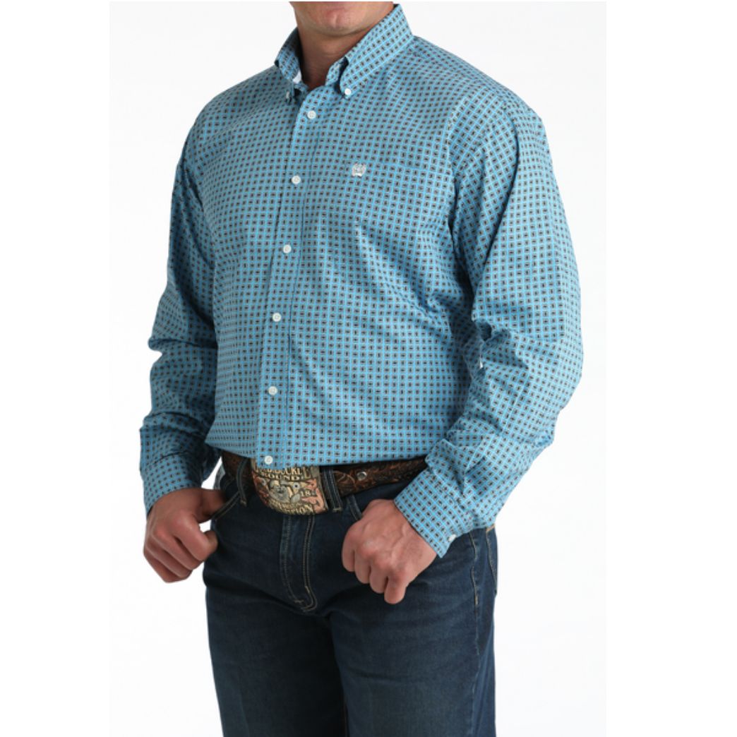 Cinch Men’s Button Down Western Shirt, Blue, MTW1106008