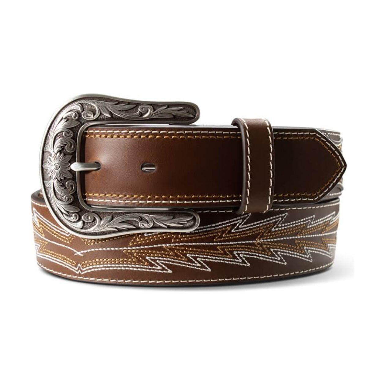 Ariat Ladies Belt, Brown Leather, Casanova, Boot-stitch A1568002