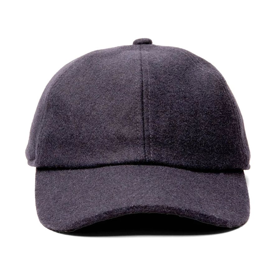 CROWNCAP Navy Wool Low-Profile Melton Ball Cap with Ear Flaps 1-210EC