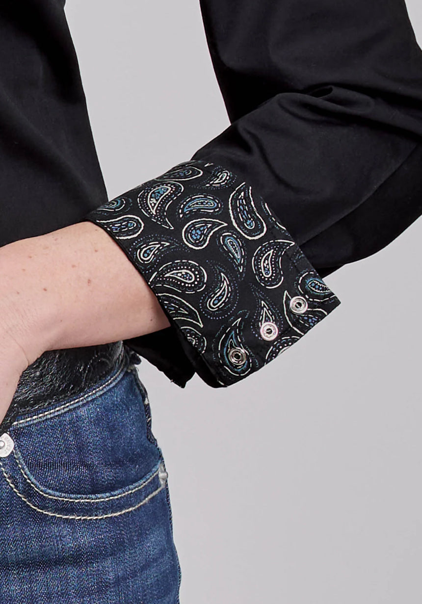 Roper Ladies Western Snap Shirt, Poplin, Black 03-050-0060-0712