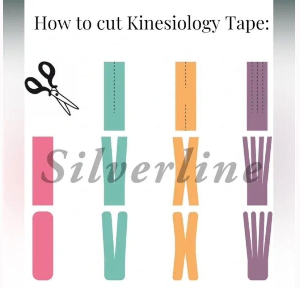 Silverline Collection Pre-Cut Kinesiology Tape 4 rolls Black