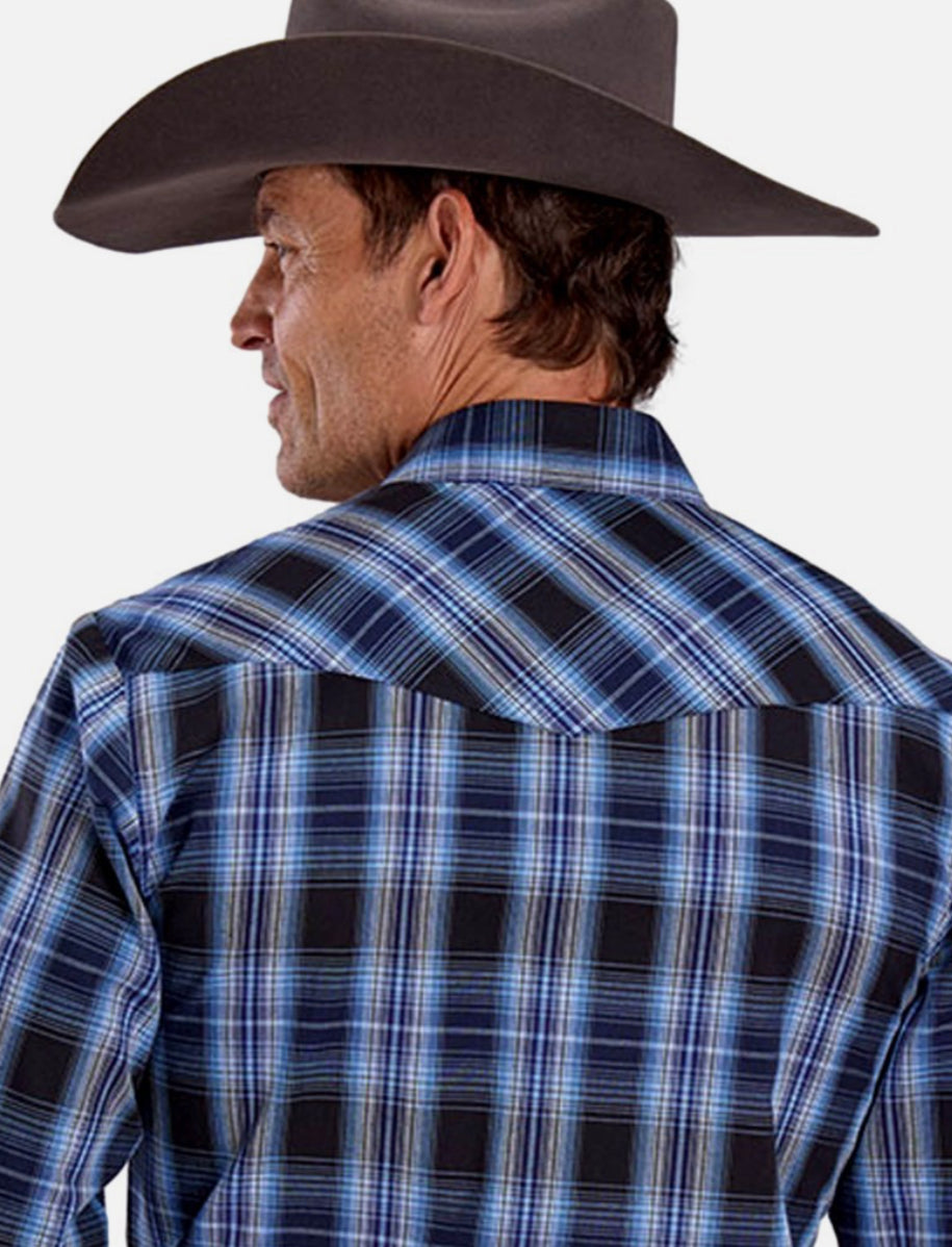 Roper Men’s Western Shirt - Long Sleeve, Snap, Blue Plaid 1-01-101-4063