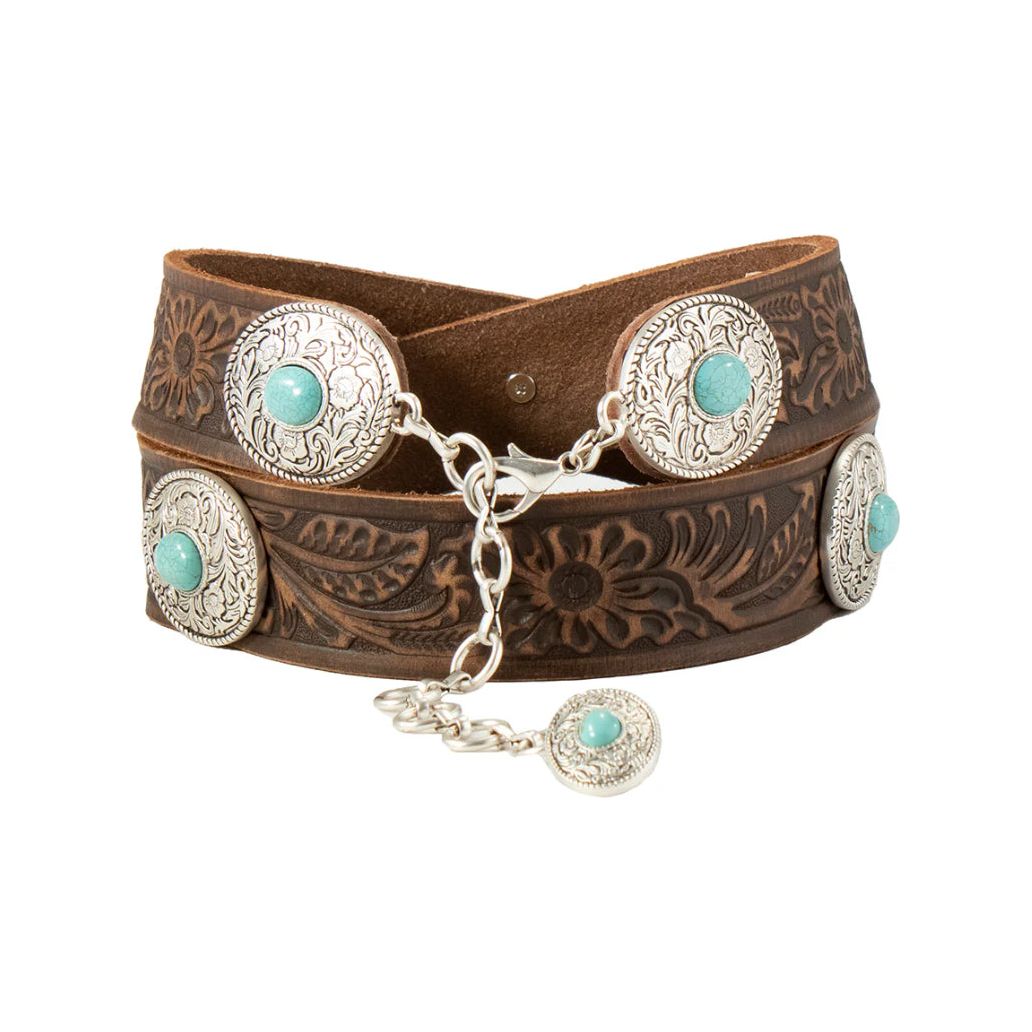 Nocona Ladies Belt tooled, concho - N32000502