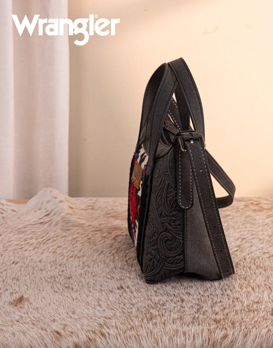 Wrangler Tooled Aztec Pattern Print Tote/Crossbody, WG226-8605BK