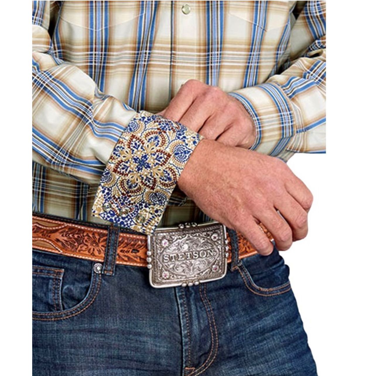 Stetson Men’s Snap Shirt, Brown, 11-001-0478-5029