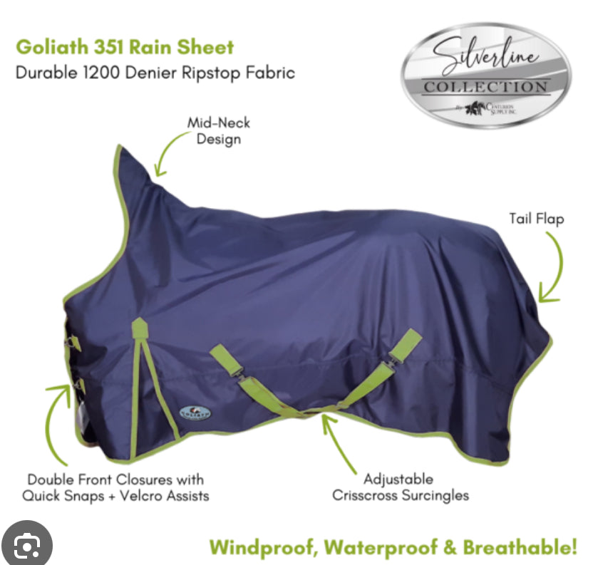 Goliath Rain Sheet with Mid Neck, 1200D Navy with Green Trim 351NB78