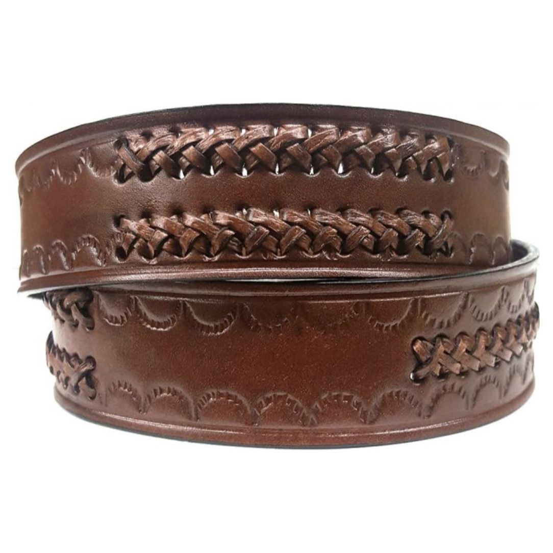 Modestone Belt Youth- Stamped Braided LACING LEATHER BELT 1”