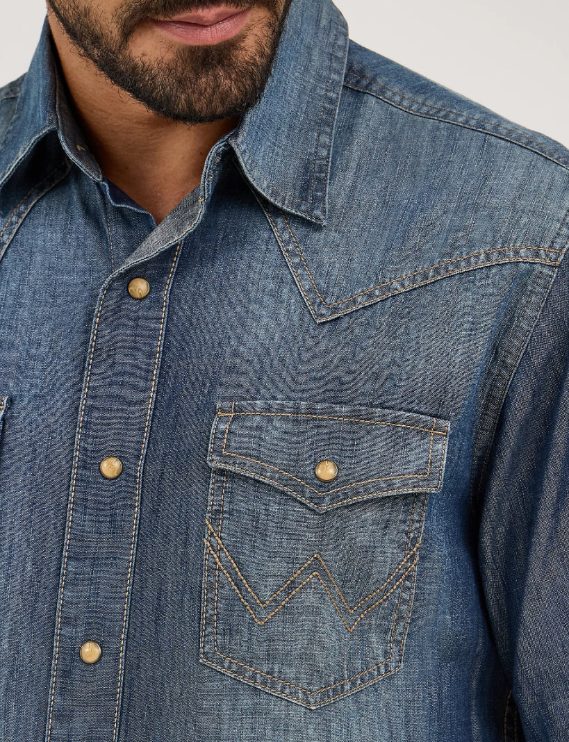 WRANGLER® Men’s RETRO® PREMIUM Long Sleeve Western Snap, Modern Fit MVR458D