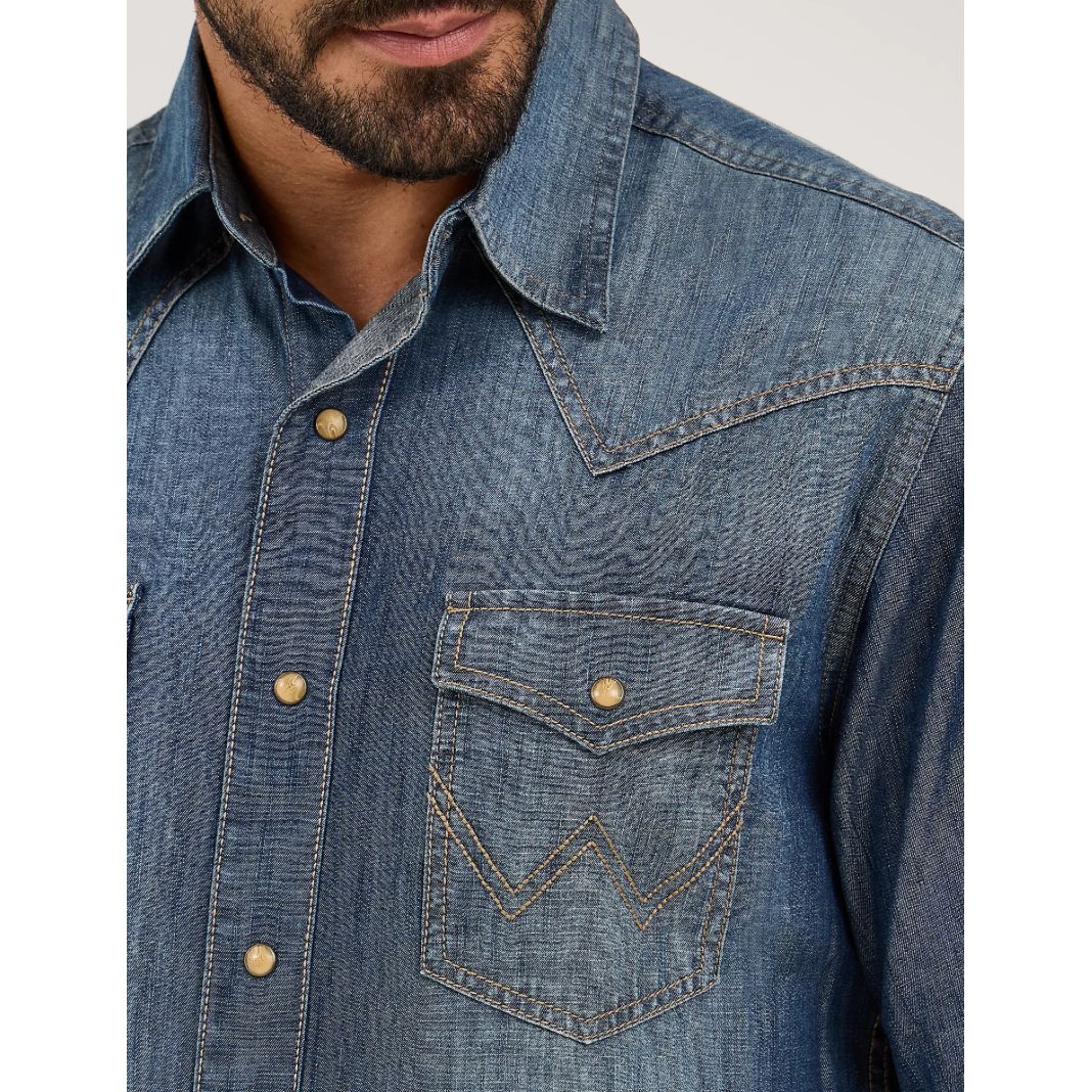 WRANGLER® Men’s RETRO® PREMIUM Long Sleeve Western Snap, Modern Fit MVR458D