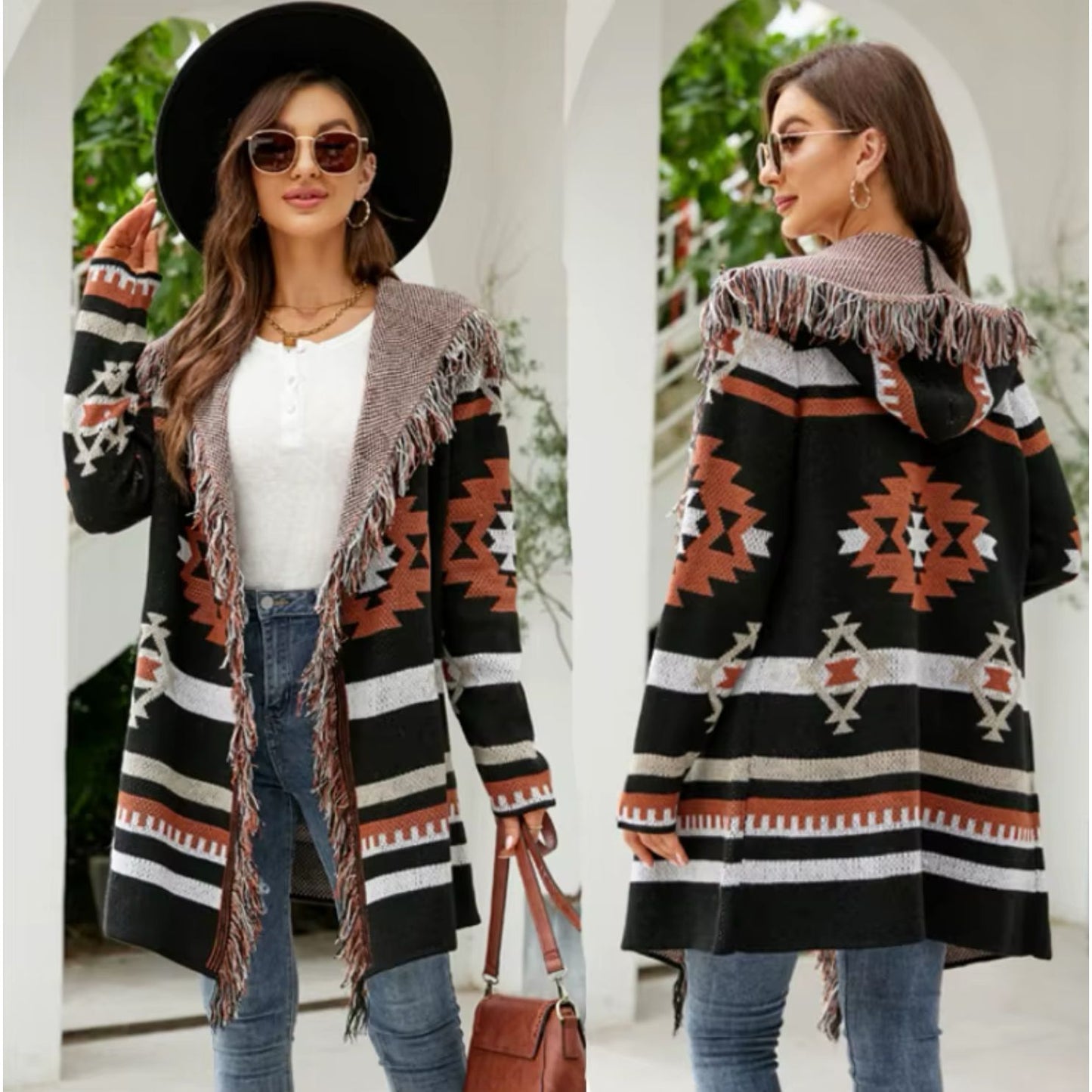 Lucky & Blessed Ladies Aztec Cardigan with Tassels | Two Variants