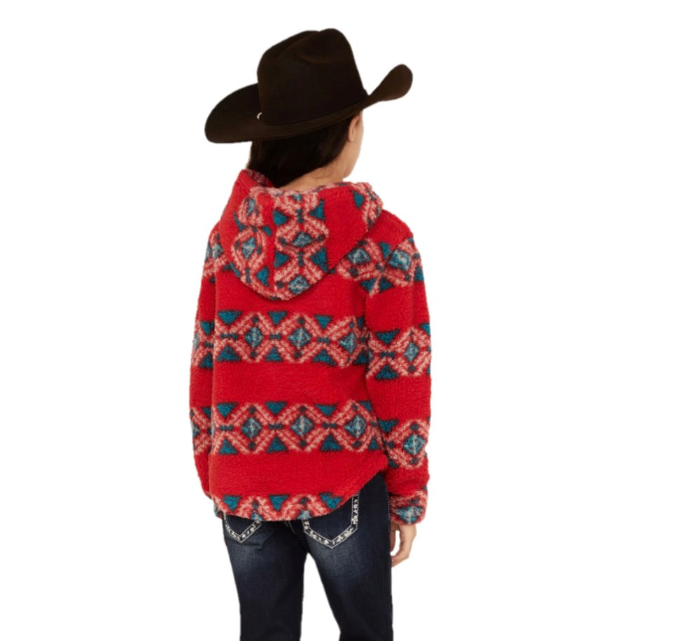 CRUEL GIRL'S, 1/4 Zip HOODIE - Red CWK8470002