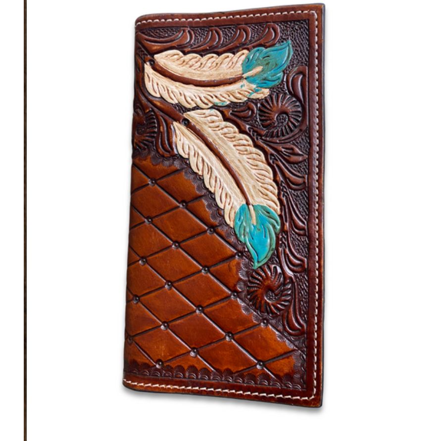 Ranger Belt Co - Carved Leather Feather Men’s Wallet H-01NR or H-01MC