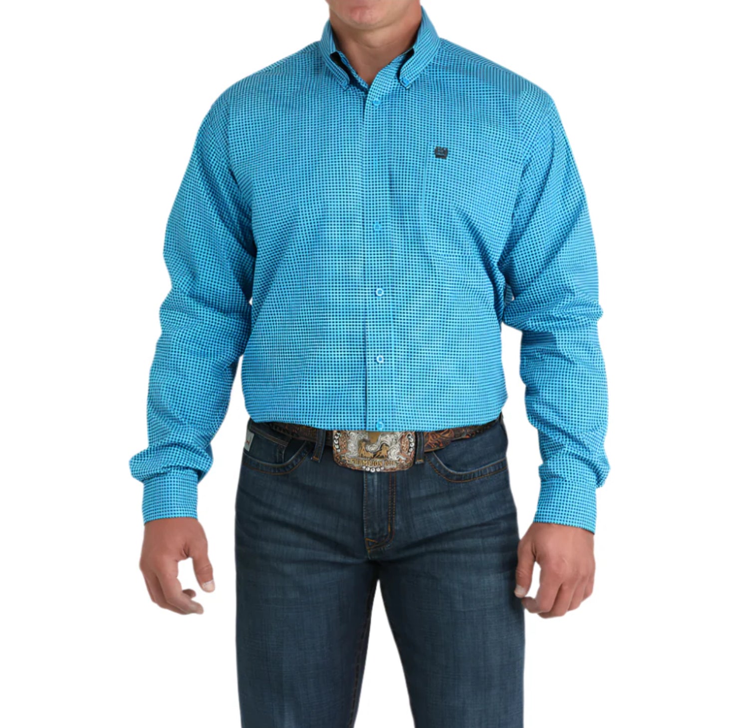 CINCH - Men LONG SLEEVE BUTTON-DOWN SHIRT, Blue MTW1105956