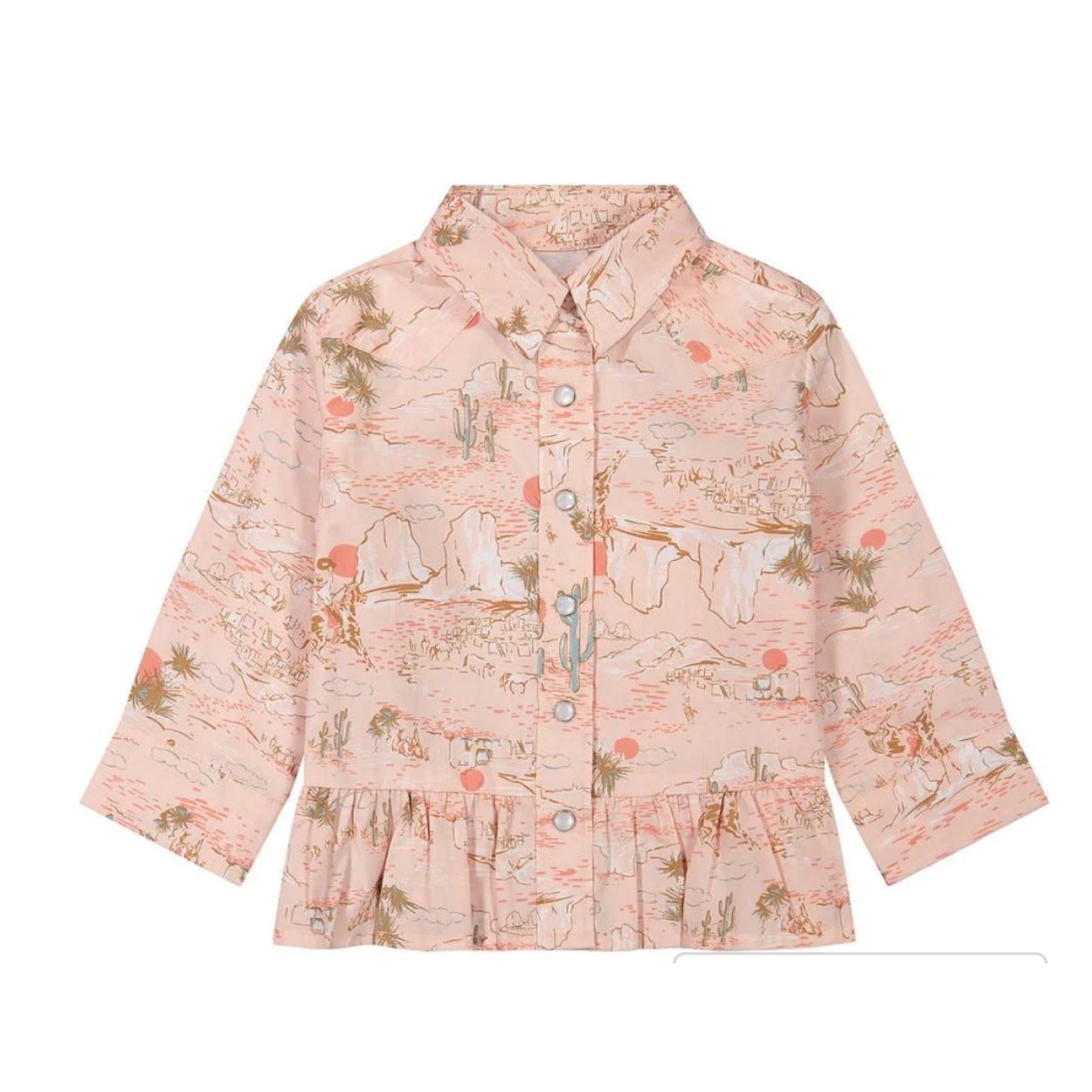 WRANGLER GIRL'S COWBOY PRINT LONG SLEEVE SNAP SHIRT 112382711