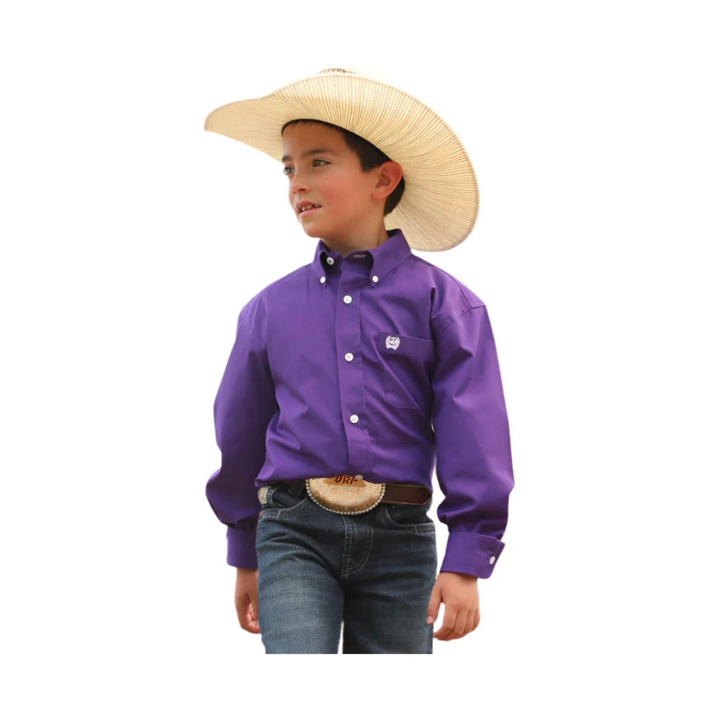 Cinch Boy’s Western Shirt, Purple, Button Down - MTW7060381