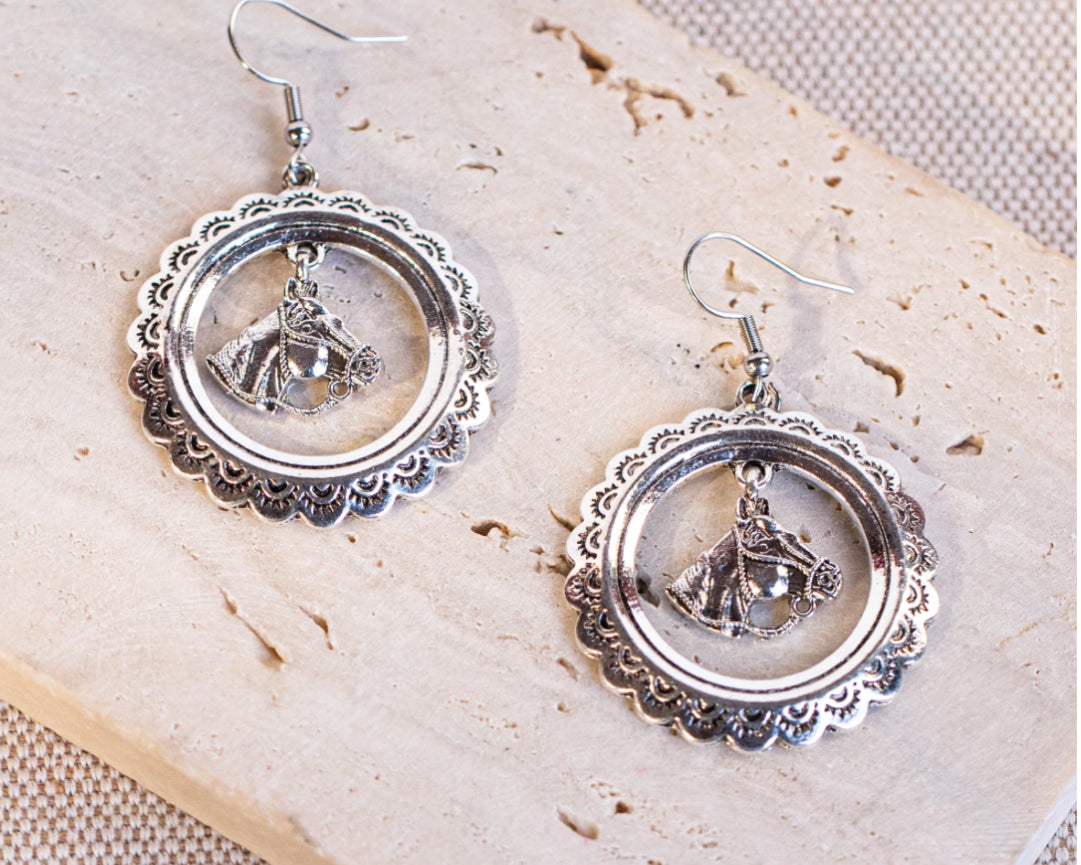 Wrangler Jewelry Set Blue Bead w/ Horse WNS-1040TQ