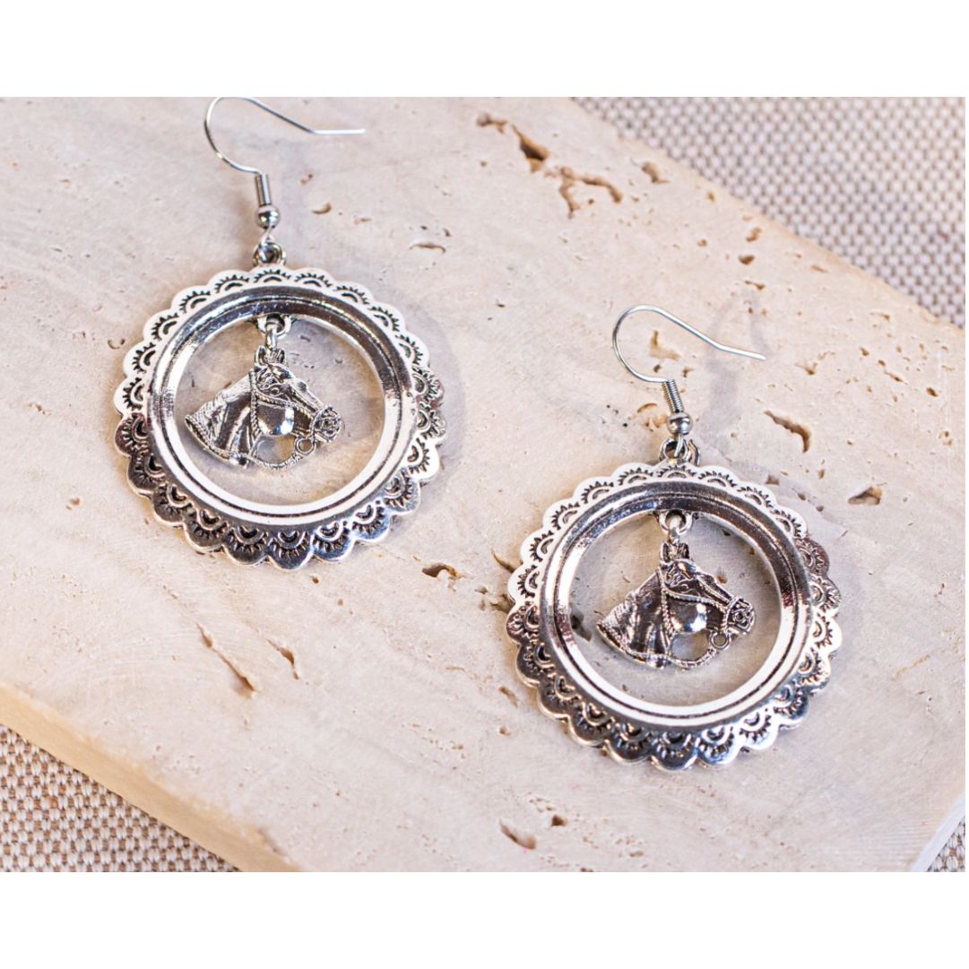 Wrangler Jewelry Set Blue Bead w/ Horse WNS-1040TQ