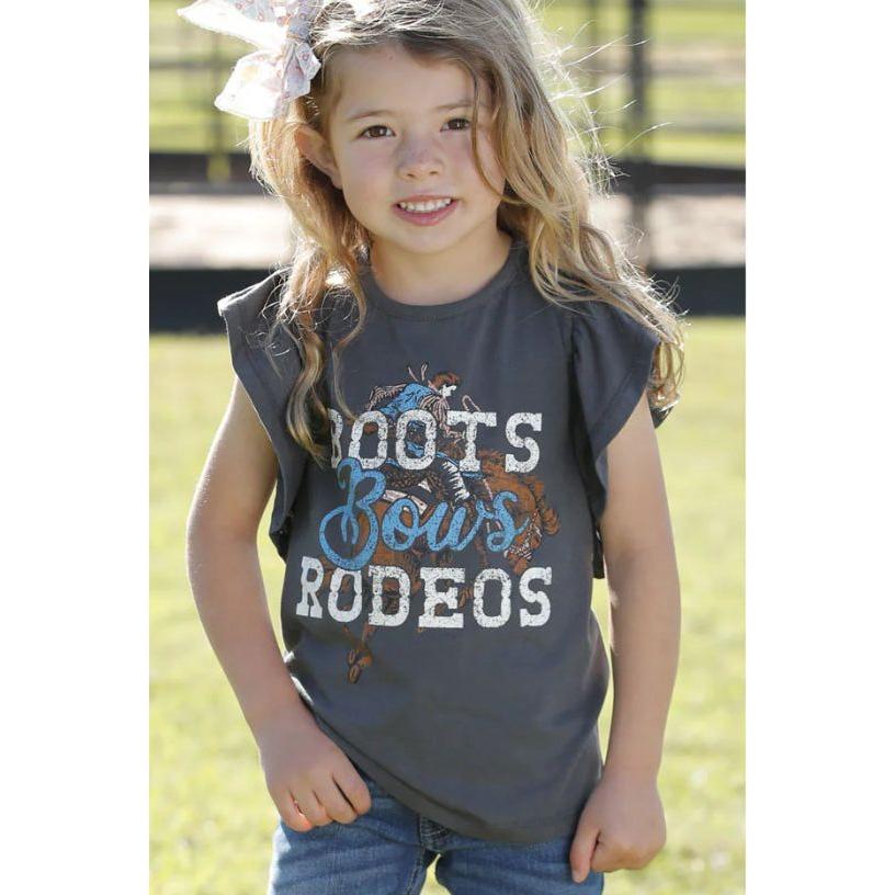 Cruel Denim Girl's Ruffle Sleeve Tee - Charcoal CTK8004001