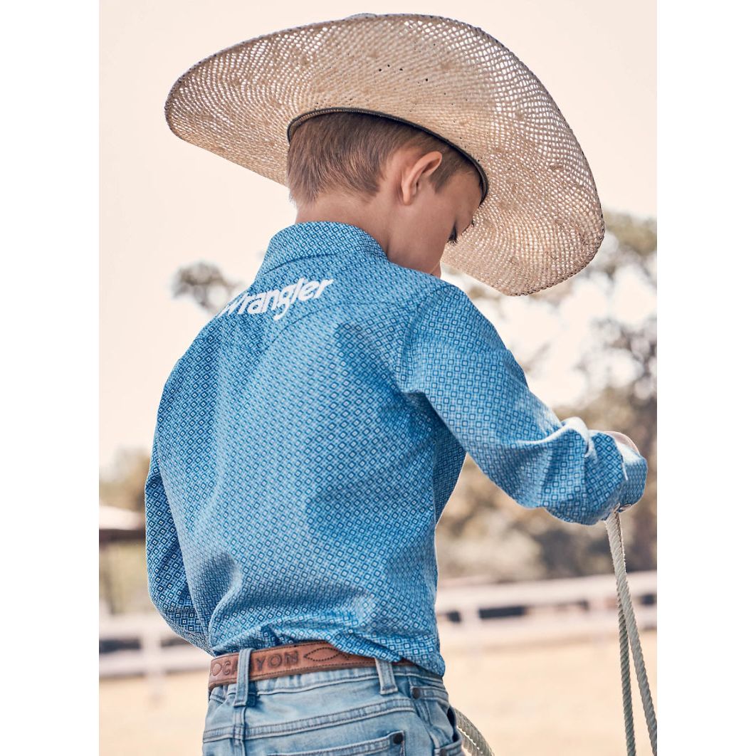 112365841 | BOY'S WRANGLER® LOGO LONG SLEEVE WESTERN SNAP SHIRT