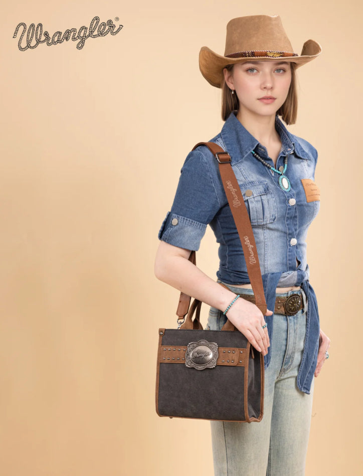 WRANGLER Purse, Tote, Crossbody, Brown, Tooled WG250-81202BK
