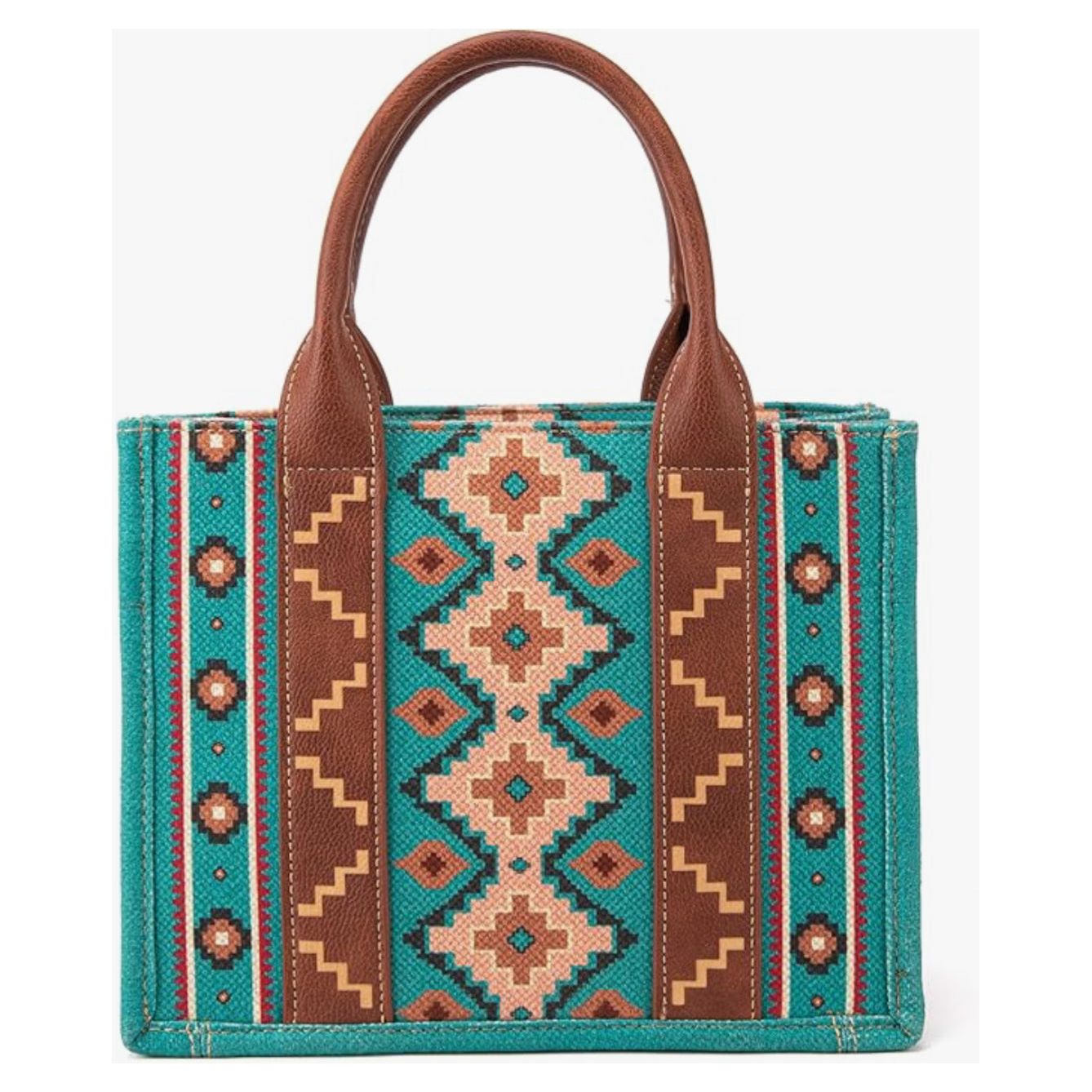 Wrangler Aztec Tote Bag, Top Handle, Shoulder Purse and Handbag, Turquoise WG2203-8120STQ