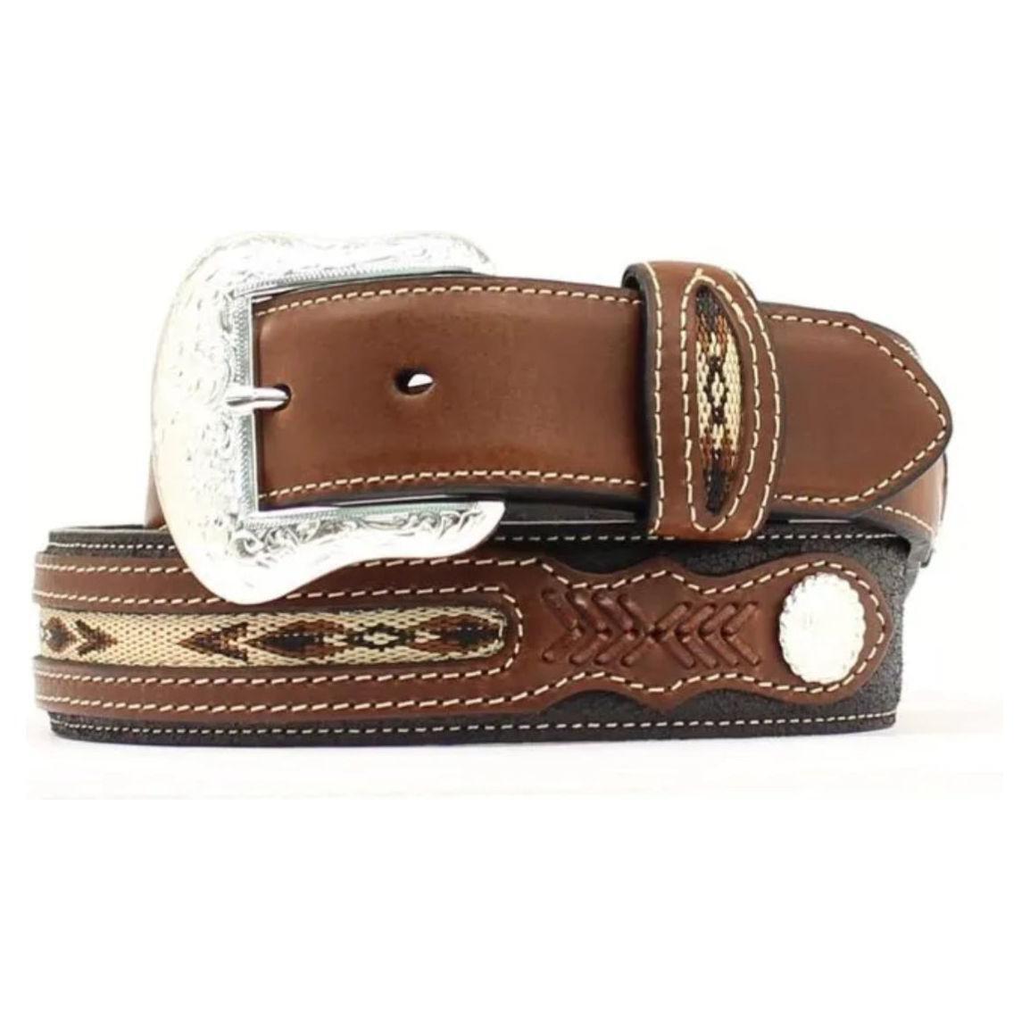 Nocona Men’s Belt, “Top Hand” Black & Brown leather- N2475701