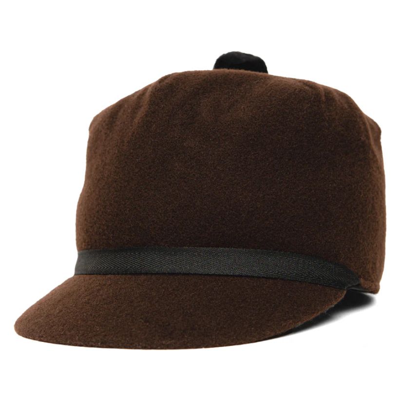 CROWNCAP Wool Blend Melton Stockman Cap BROWN with Inner 3/4 earband 1-140