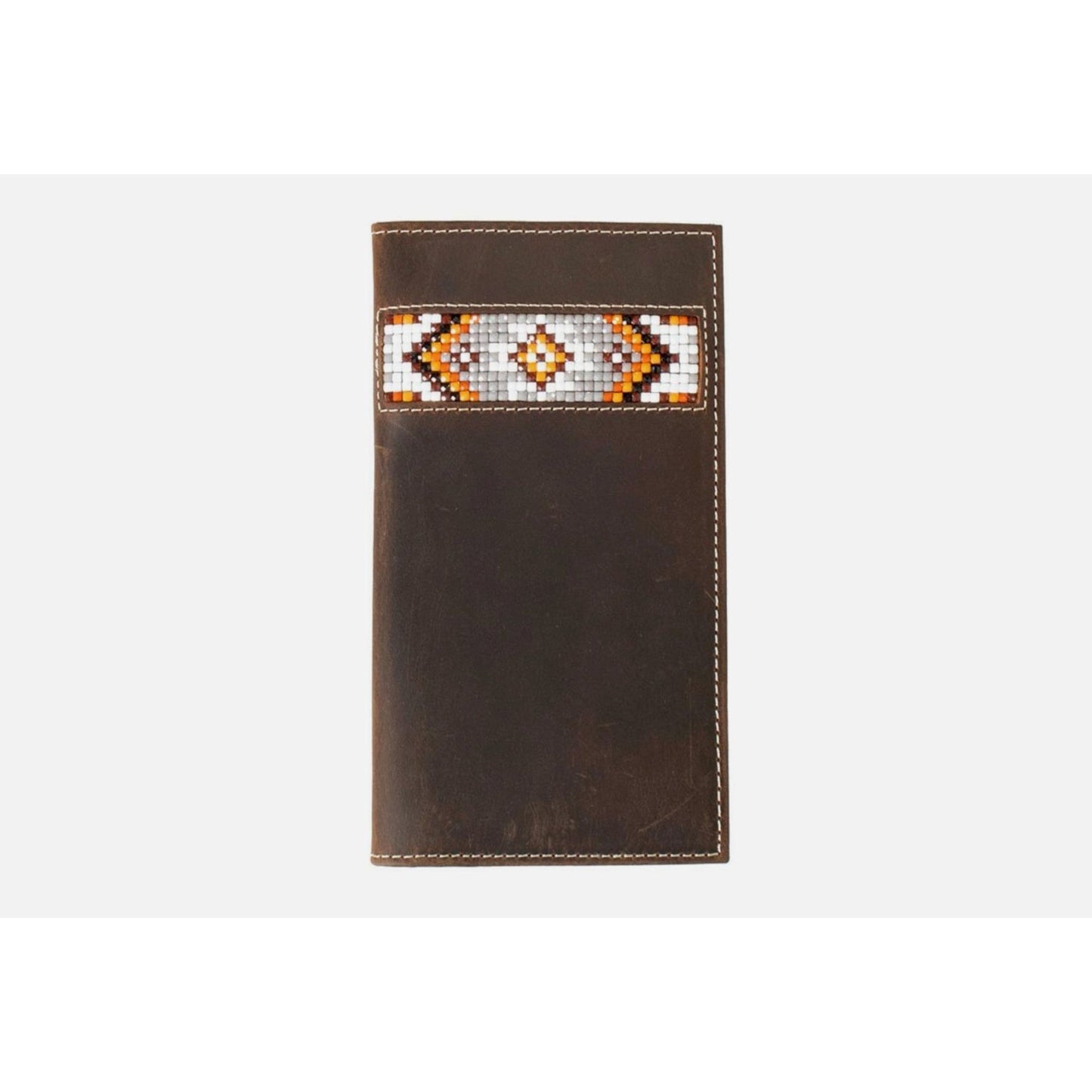 3D Men’s Checkbook Cover/Rodeo Wallet, Brown w/ Diamond Beading D250009102