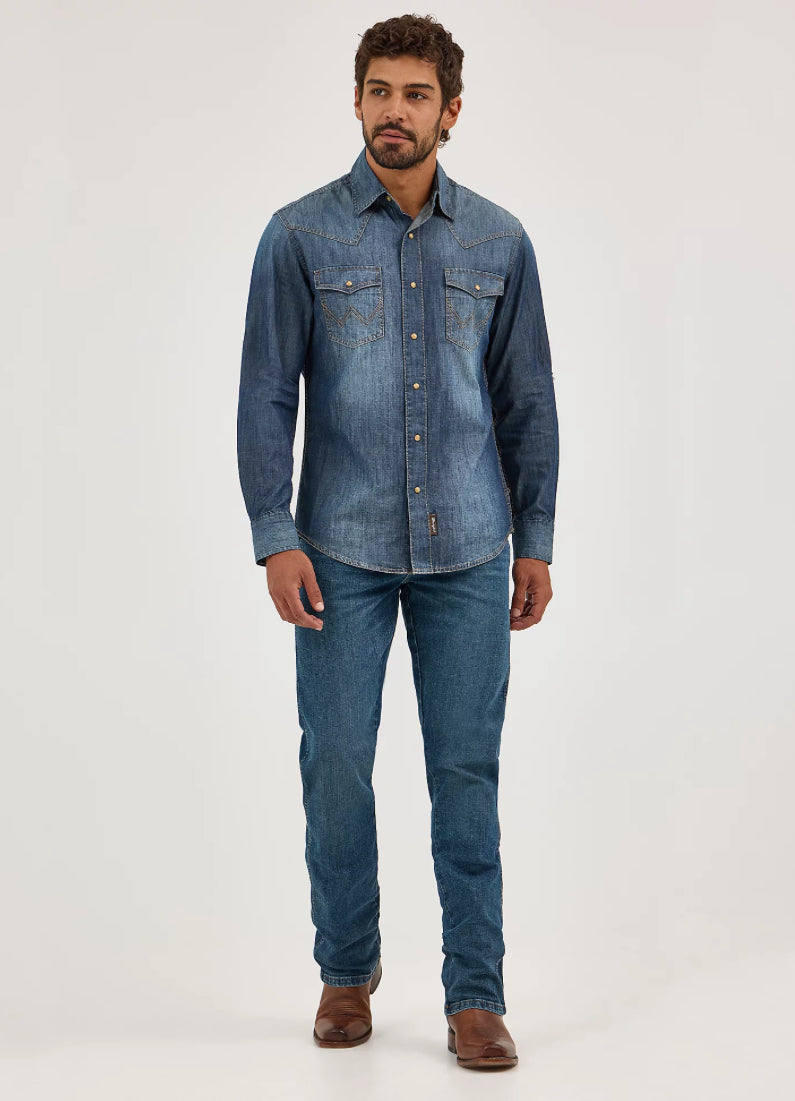 WRANGLER® Men’s RETRO® PREMIUM Long Sleeve Western Snap, Modern Fit MVR458D
