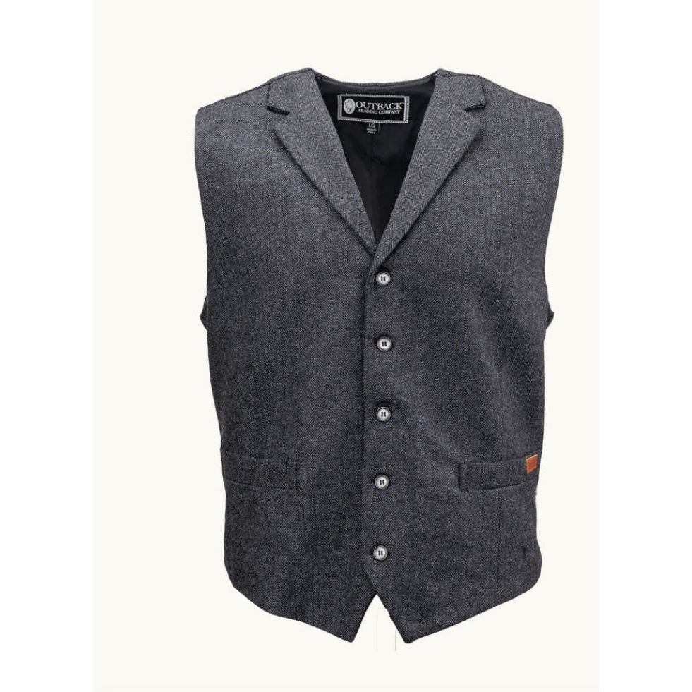 Outback MEN’S JESSIE VEST 29785 Charcoal Herringbone