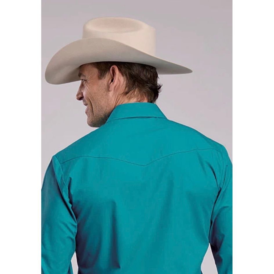 Roper Men’s Snap Shirt, Turquoise Blue, Long Sleave, 1-01-0025-4081
