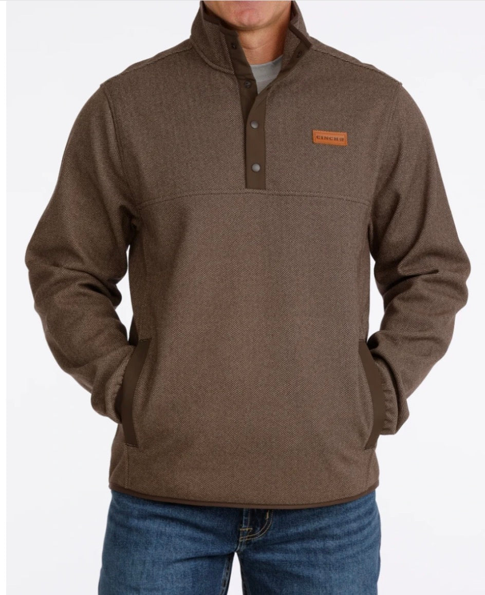 CINCH MEN'S PULLOVER SWEATER Brown Herringbone MWK1534011