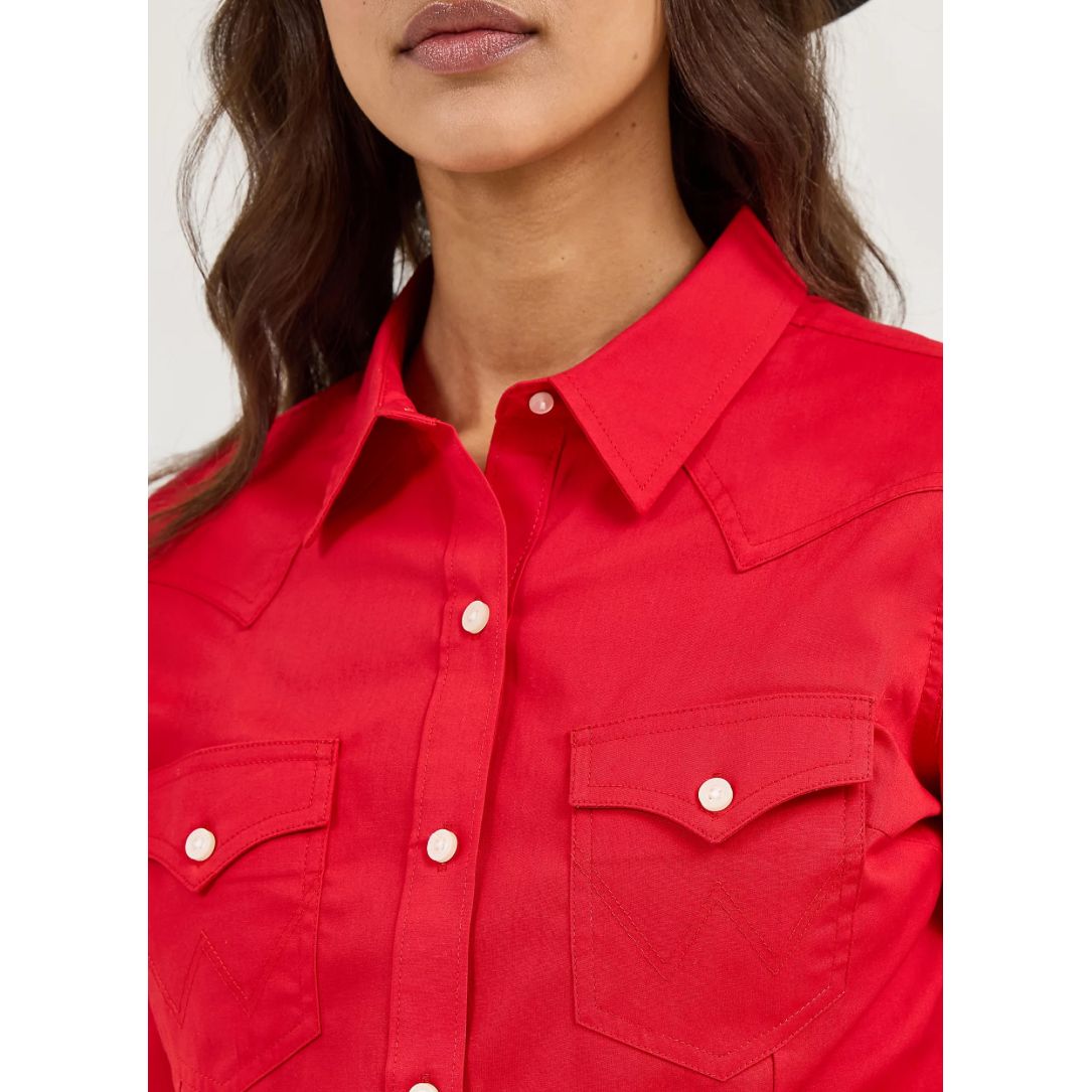 Wrangler Ladies Western Shirt, Retro Long Sleeve, Red 112358017