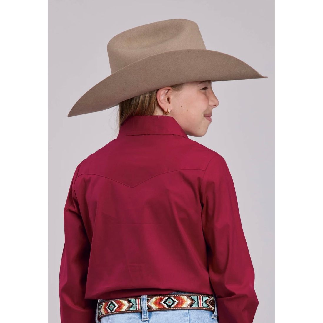 Roper Girl's Western Shirt - Long Sleeve, Snap, Red 03-80-265-2108