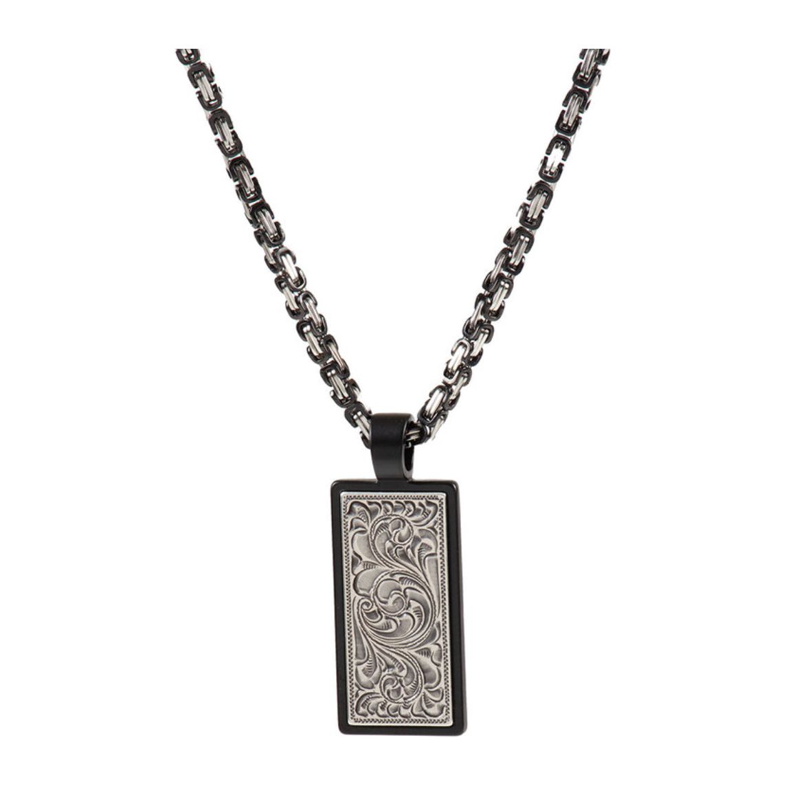 Silver Strike Men’s Necklace Matt Black Pendant D47019