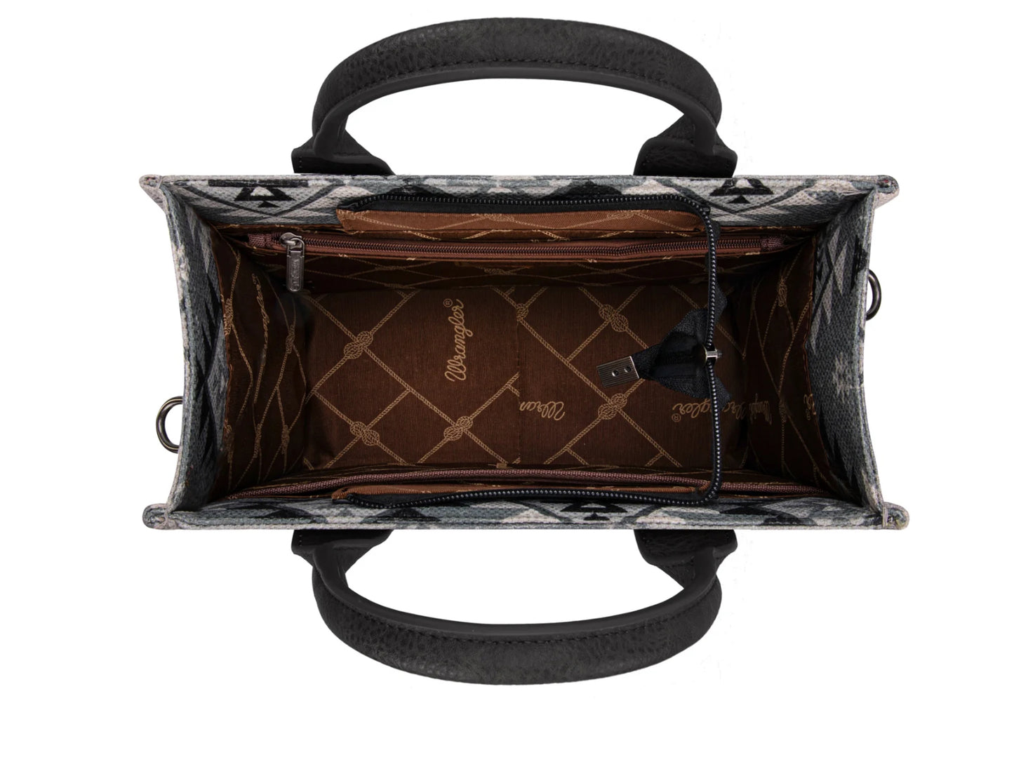 Wrangler Southwestern Print Small Canvas Tote/Crossbody - Blk WG2209- 8120SBK