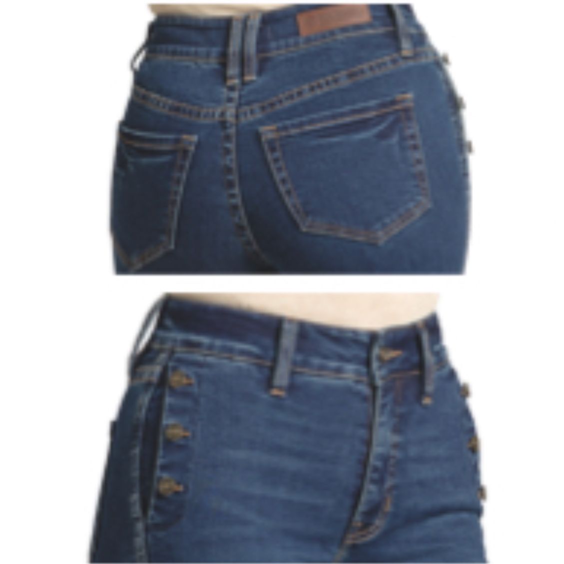 Rock & Roll Denim Ladies Flawless Fit -Dark Wash, Front Pocket Detail BW4HD07199
