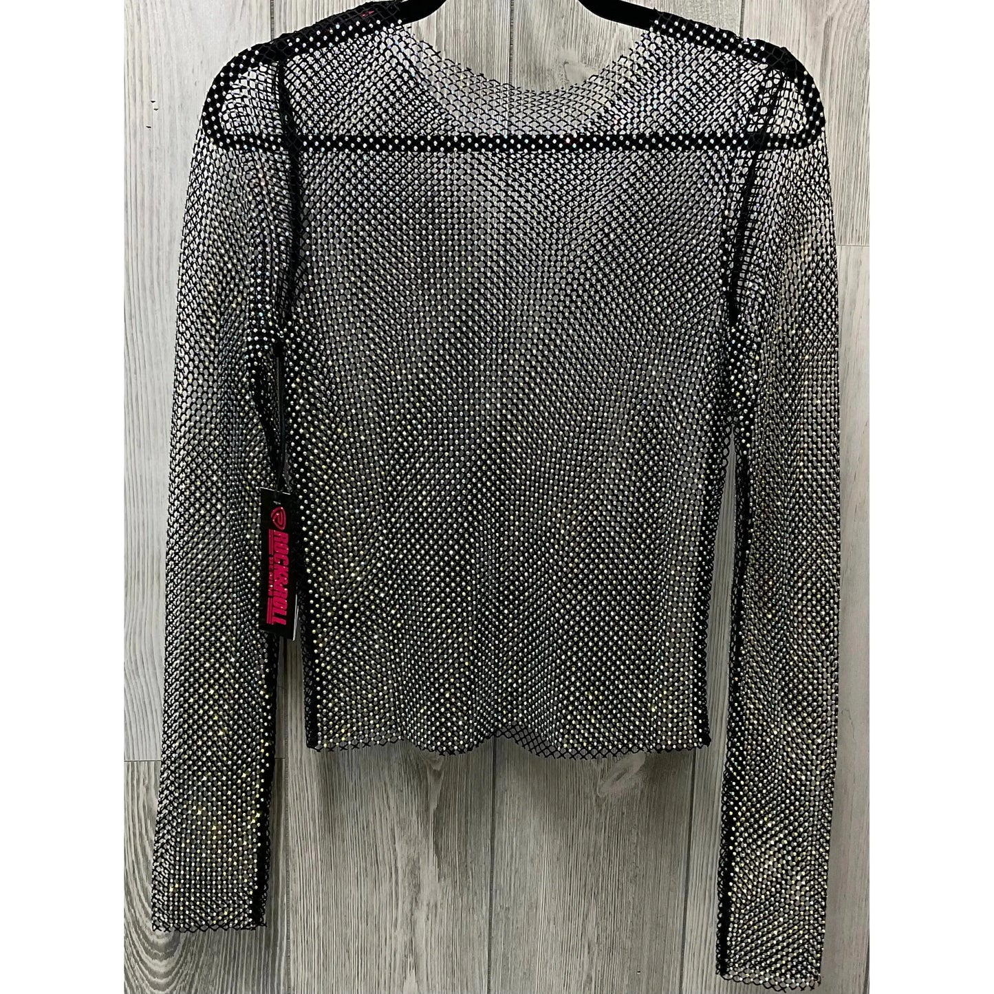 Rock & Roll Women’s Black Rhinestone Mesh Top