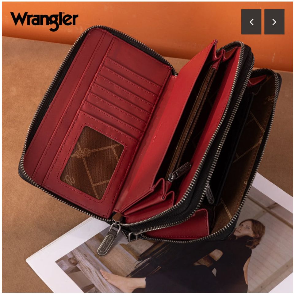 Wrangler Clutch, Dual Zipper WG185-W050 Black or Khaki or Jean