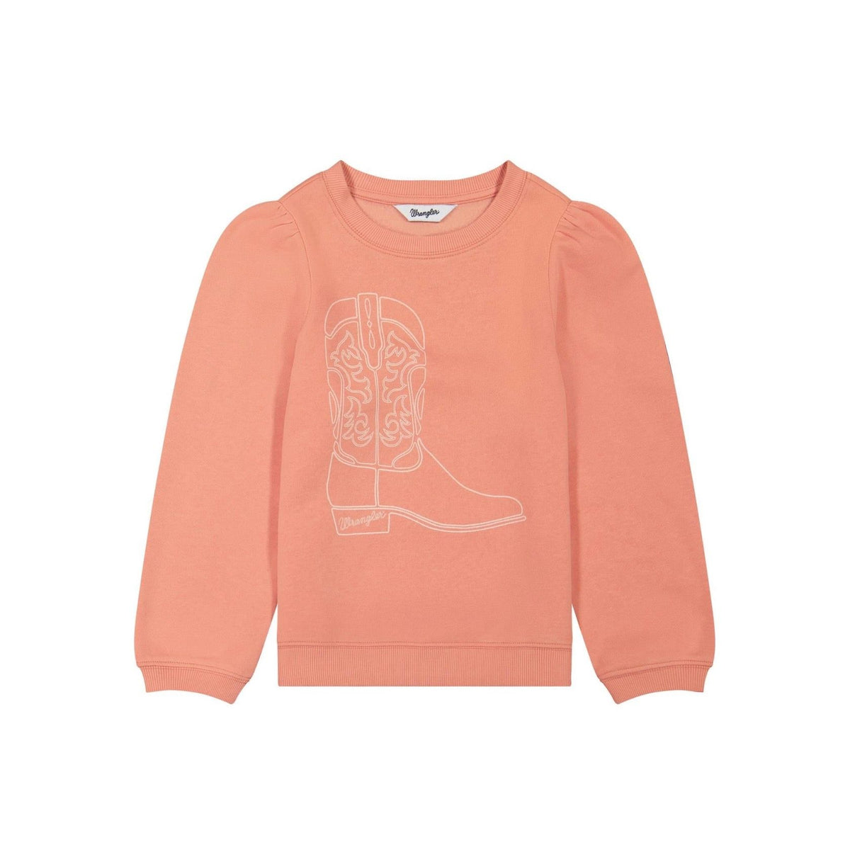 Wrangler Girls Cowboy Boot Print, Sweatshirt, Ruffle Sleeve 112382684