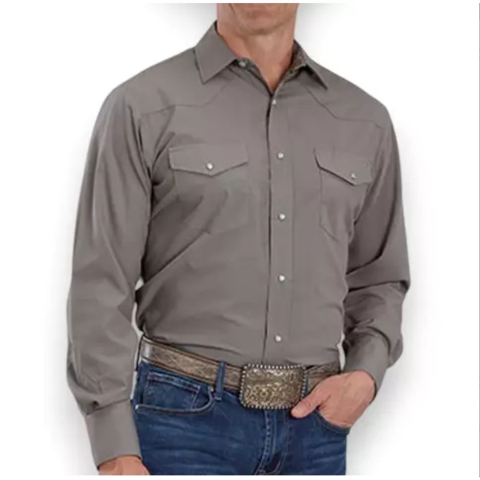 Roper Men’s Western Shirt - Long Sleeve, Snap, Grey 1-01-025-440