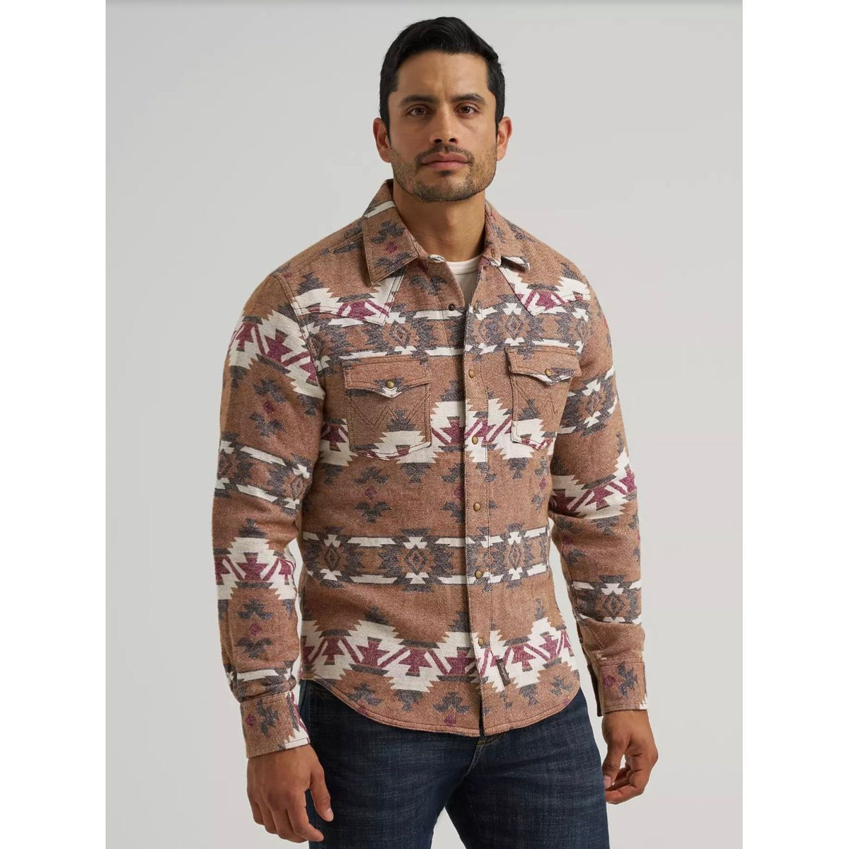 Wrangler Men's Cody Retro, Modern Fit Jacquard Shirt 112381532