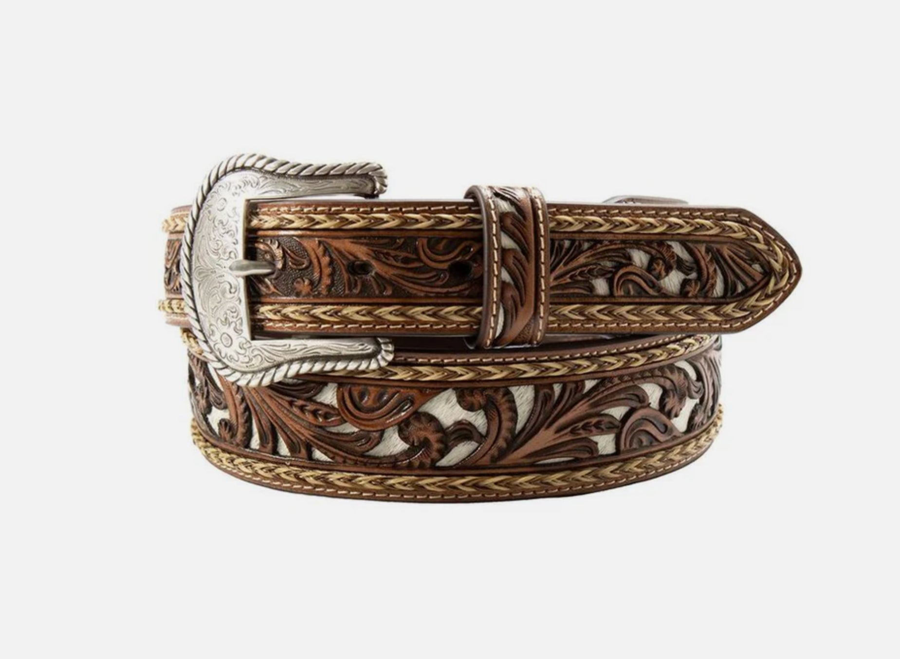 Nocona Men’s Belt, Calf Hide Inlay, w/ Braided Hair N210009602