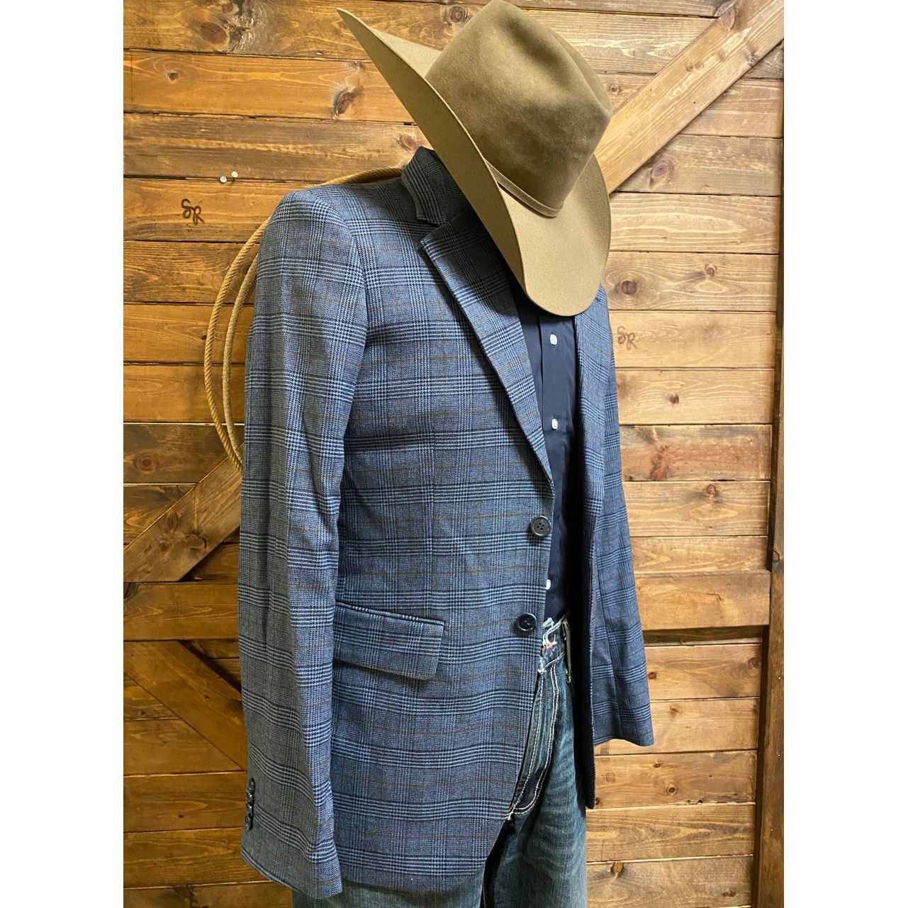 ROCK & ROLL BLAZER/SPORT COAT - Blue Plaid BM96C07033