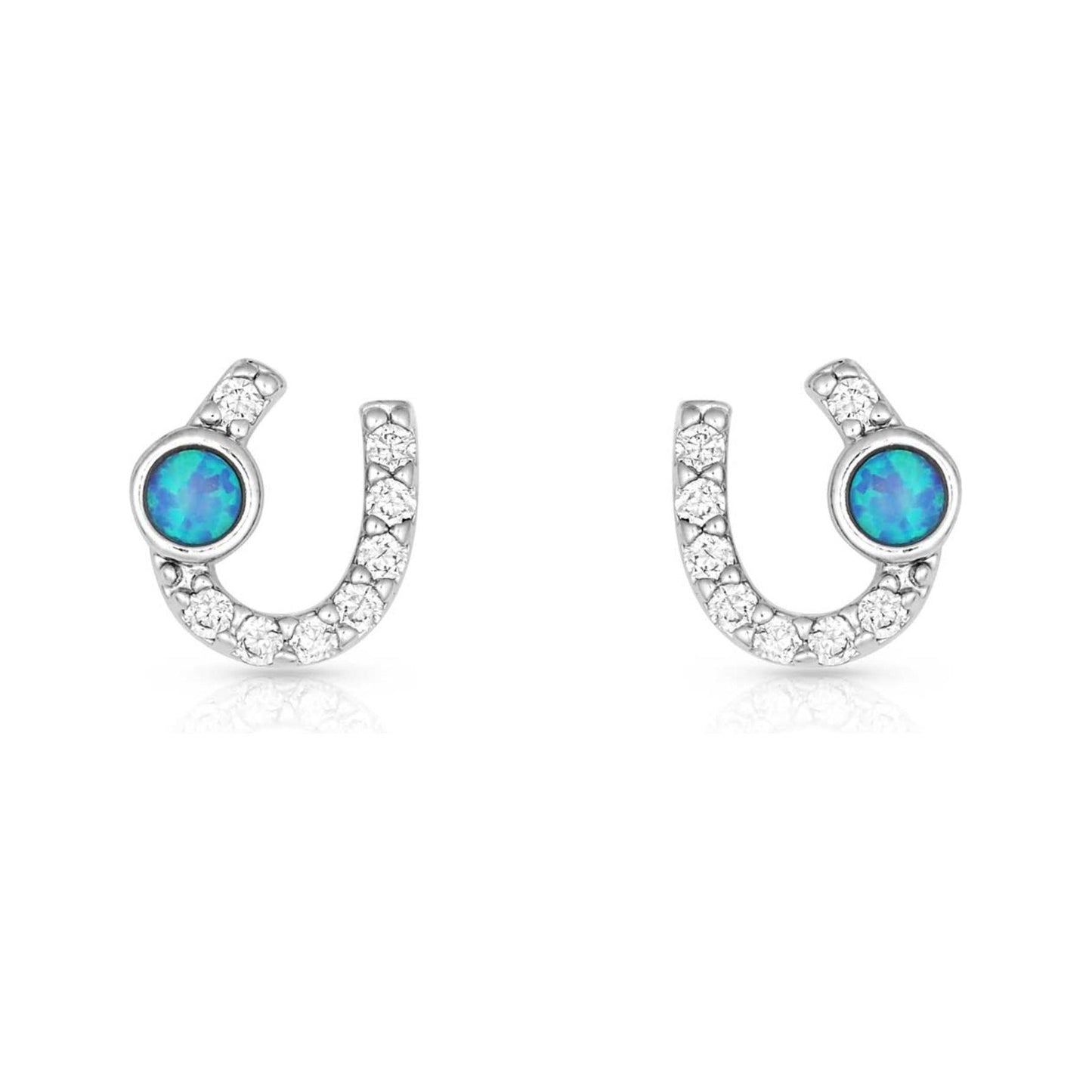 Montana Silversmiths - Earrings - Lightfoot Horseshoe Opal ER3394