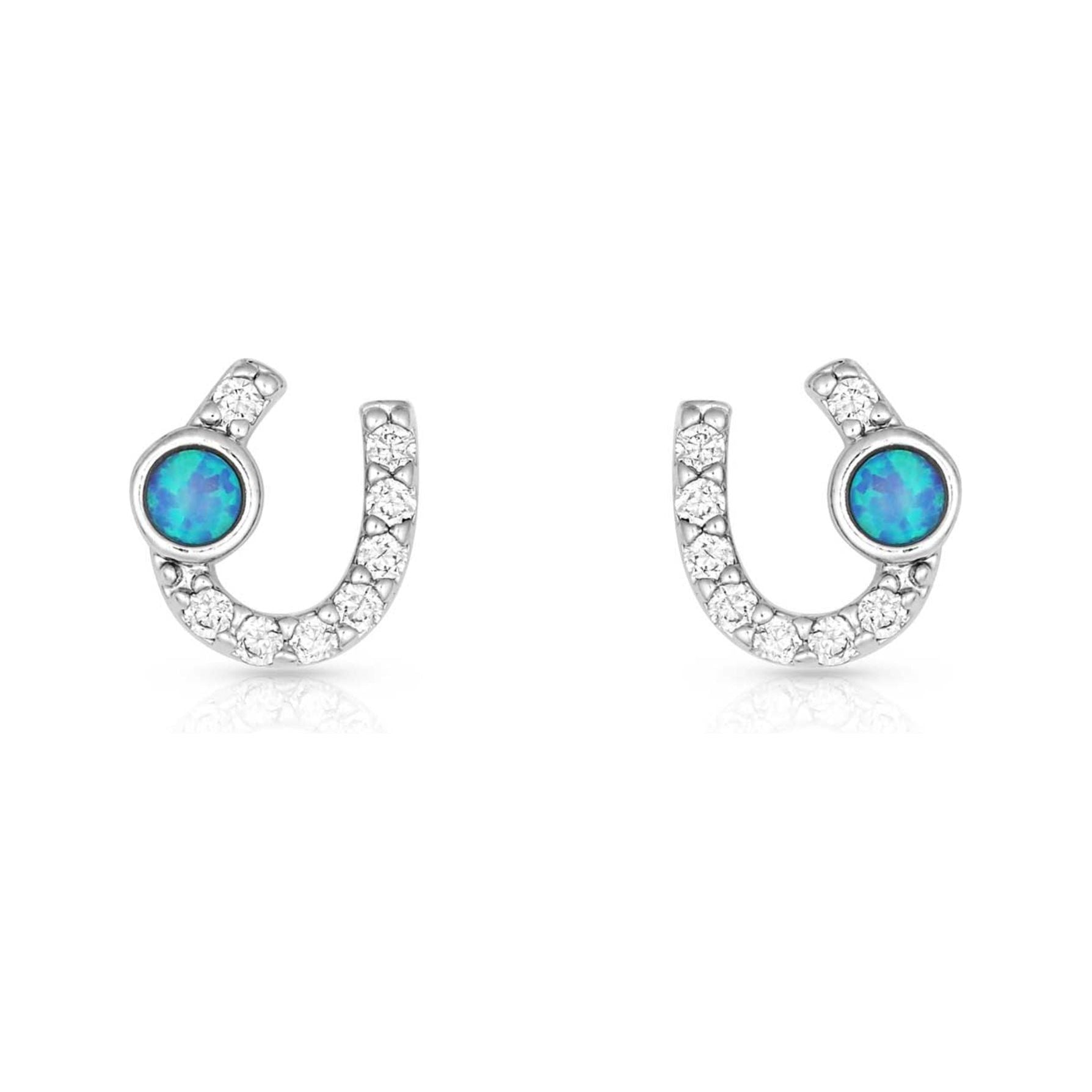 Montana Silversmiths - Earrings - Lightfoot Horseshoe Opal ER3394