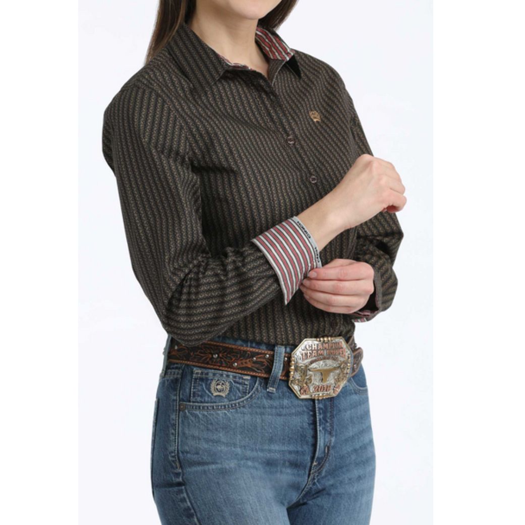 Cinch Ladies Western Shirt, Button Down - Brown MSW9165078